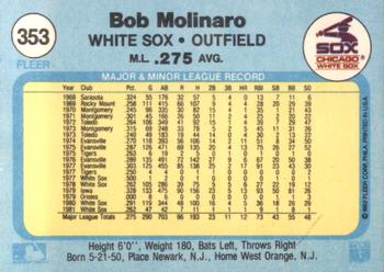 1982 Fleer #353 Bob Molinaro Back