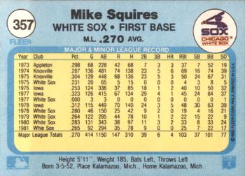 1982 Fleer #357 Mike Squires Back