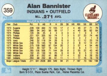 1982 Fleer #359 Alan Bannister Back