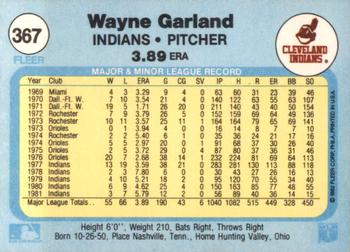 1982 Fleer #367 Wayne Garland Back