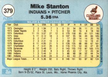 1982 Fleer #379 Mike Stanton Back