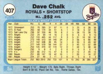 1982 Fleer #407 Dave Chalk Back