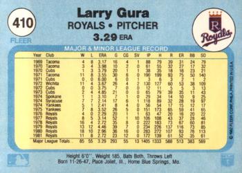 1982 Fleer #410 Larry Gura Back