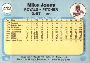 1982 Fleer #412 Mike Jones Back
