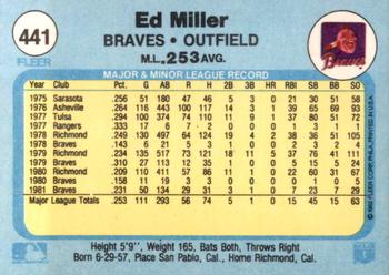 1982 Fleer #441 Ed Miller Back