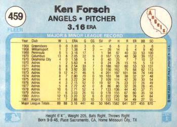 1982 Fleer #459 Ken Forsch Back