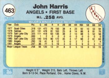 1982 Fleer #463 John Harris Back