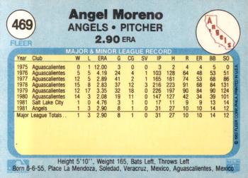 1982 Fleer #469 Angel Moreno Back