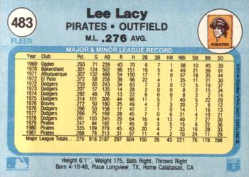 1982 Fleer #483 Lee Lacy Back
