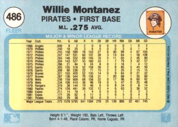 1982 Fleer #486 Willie Montanez Back