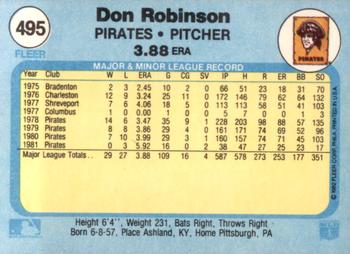 1982 Fleer #495 Don Robinson Back