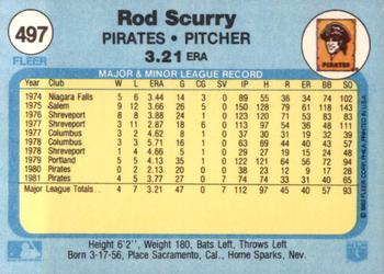 1982 Fleer #497 Rod Scurry Back