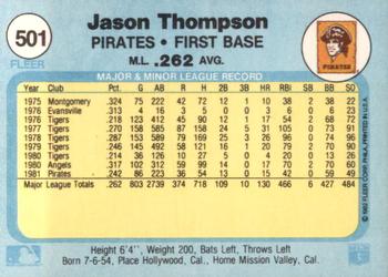 1982 Fleer #501 Jason Thompson Back