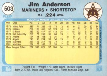 1982 Fleer #503 Jim Anderson Back
