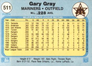 1982 Fleer #511 Gary Gray Back