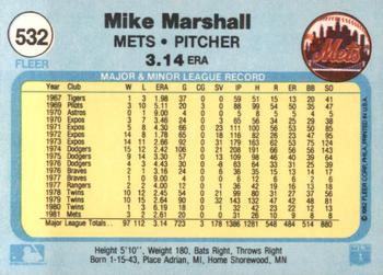 1982 Fleer #532 Mike Marshall Back