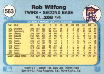 1982 Fleer #563 Rob Wilfong Back