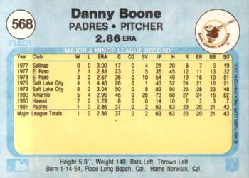 1982 Fleer #568 Danny Boone Back