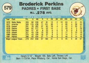 1982 Fleer #579 Broderick Perkins Back