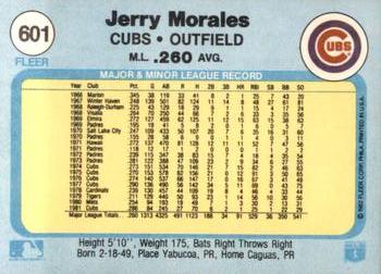 1982 Fleer #601 Jerry Morales Back