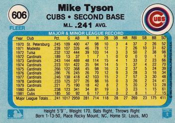 1982 Fleer #606 Mike Tyson Back