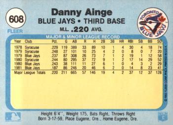 1982 Fleer #608 Danny Ainge Back