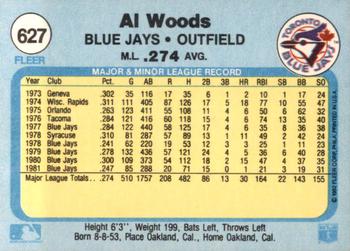 1982 Fleer #627 Al Woods Back