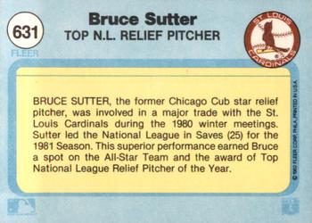 1982 Fleer #631 Bruce Sutter Back