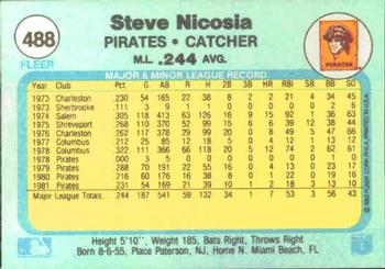 1982 Fleer #488 Steve Nicosia Back