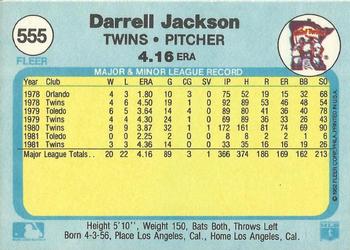 1982 Fleer #555 Darrell Jackson Back