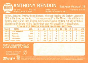 2013 Topps Heritage High Number #H509 Anthony Rendon Back