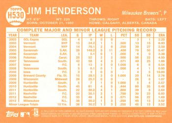2013 Topps Heritage High Number #H530 Jim Henderson Back