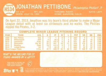 2013 Topps Heritage High Number #H534 Jonathan Pettibone Back