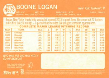 2013 Topps Heritage High Number #H573 Boone Logan Back