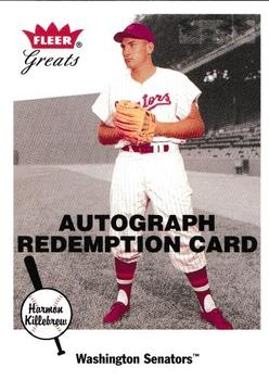 2002 Fleer Greats of the Game - Autographs Redemptions #NNO Harmon Killebrew Front