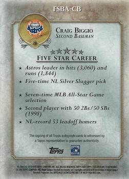 2013 Topps Five Star - Autographs #FSBA-CB Craig Biggio Back