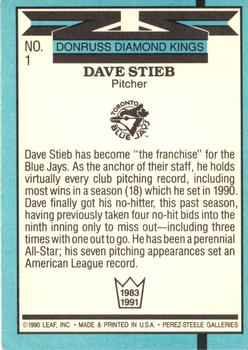 1991 Donruss - Super Diamond Kings #1 Dave Stieb Back