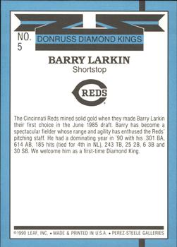 1991 Donruss - Super Diamond Kings #5 Barry Larkin Back