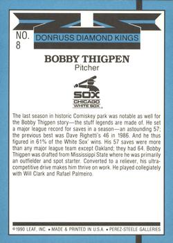 1991 Donruss - Super Diamond Kings #8 Bobby Thigpen Back