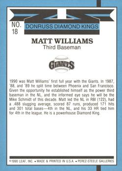 1991 Donruss - Super Diamond Kings #18 Matt Williams Back