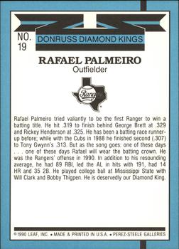 1991 Donruss - Super Diamond Kings #19 Rafael Palmeiro Back