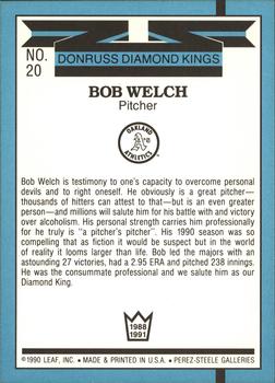 1991 Donruss - Super Diamond Kings #20 Bob Welch Back