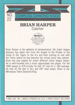 1991 Donruss - Super Diamond Kings #22 Brian Harper Back