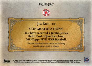 2013 Topps Five Star - Jumbo Jersey Blue #FSJJR-JRC Jim Rice Back