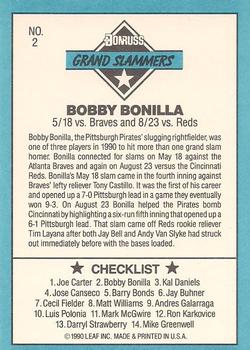 1991 Donruss - Grand Slammers #2 Bobby Bonilla Back