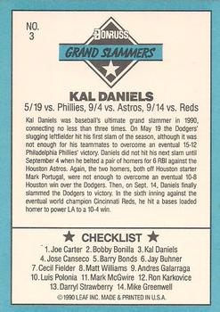 1991 Donruss - Grand Slammers #3 Kal Daniels Back