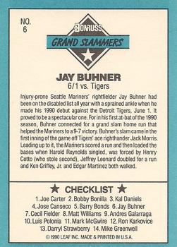 1991 Donruss - Grand Slammers #6 Jay Buhner Back