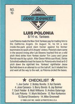 1991 Donruss - Grand Slammers #10 Luis Polonia Back