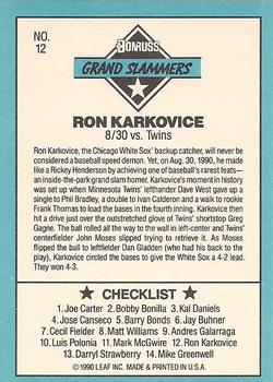 1991 Donruss - Grand Slammers #12 Ron Karkovice Back