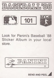 1988 Panini Stickers #101 Dan Quisenberry Back